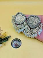 Mirror Heart Golden Pearl Earring