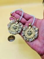 Golden Whitw Beads Earrings With Sahar