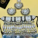 White Stone Afghan Bridal Necklace Set