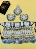 White Stone Afghan Bridal Necklace Set