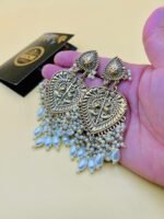 Multi Pearls Niche Style Golden Earrings - Image 3