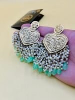 Short Pearls Multi Color Golden Earrings - Image 4