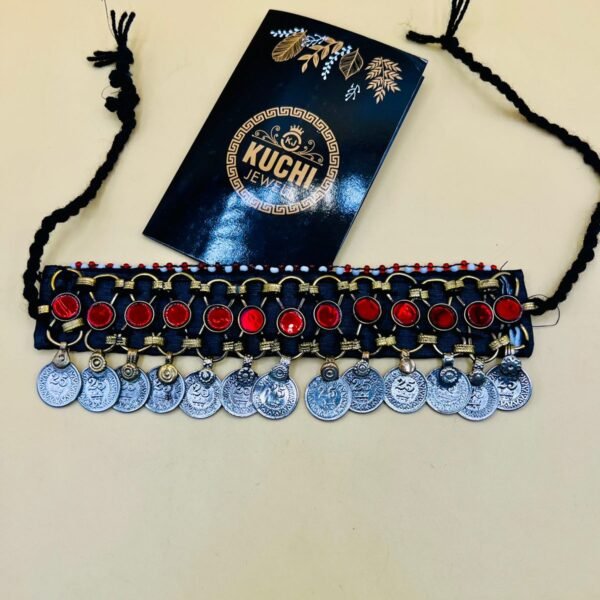 Red Stone And Coins Choker