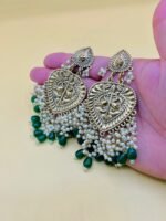 Multi Pearls Niche Style Golden Earrings - Image 2