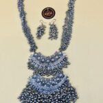 Oxidized Bells Double Pendant Necklace Set