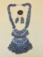 Oxidized Bells Double Pendant Necklace Set