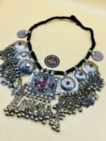 Afghani Square Pendant Black Beads Necklace - Image 2