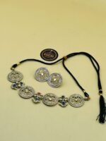 Round Pendant Metal Choker Set - Image 2