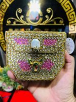 Handmade Kundan Work Sylish Brass Metal Bag Variable Style - Image 5