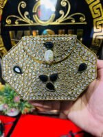 Handmade Kundan Work Sylish Brass Metal Bag Variable Style