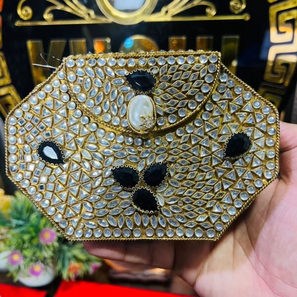 Handmade Kundan Work Sylish Brass Metal Bag Variable Style