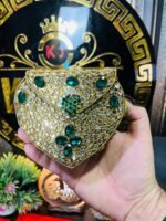 Handmade Kundan Work Sylish Brass Metal Bag Variable Style - Image 3