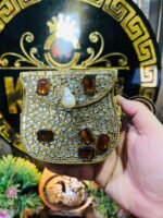 Handmade Kundan Work Sylish Brass Metal Bag Variable Style - Image 2