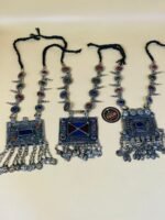 Square Vintage Pendant Afghani Small Coins And Turkman Spike Necklace (One Piece)