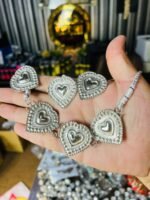 3 Silver Heart Necklace Set With Silver Ring And Earring - Image 2