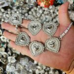 3 Silver Heart Necklace Set With Silver Ring And Earring