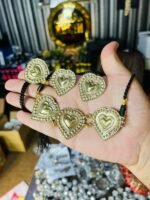 3 Golden Heart Necklace Set With Silver Ring And Earring - Image 2