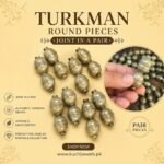 Vintage Silver Metal Turkman Pendant Joint in Pair - Image 2
