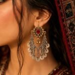 Kuchi Metal Chain Multi Stone Earrings