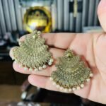 Golden Floral Fan Jhumka Earrings