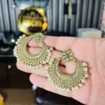 Golden Antique Pearl Chandbali Earrings