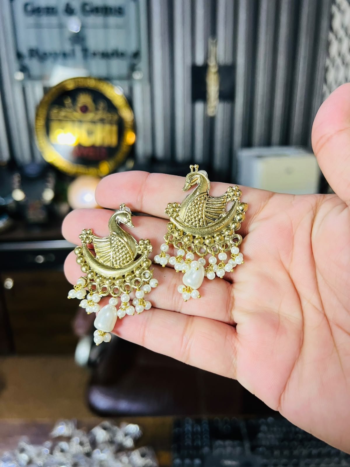 WhatsApp Image 2026-10-20 at 3.05.47 PM (2) Golden Swan Pearl Drop Earrings - Image 1